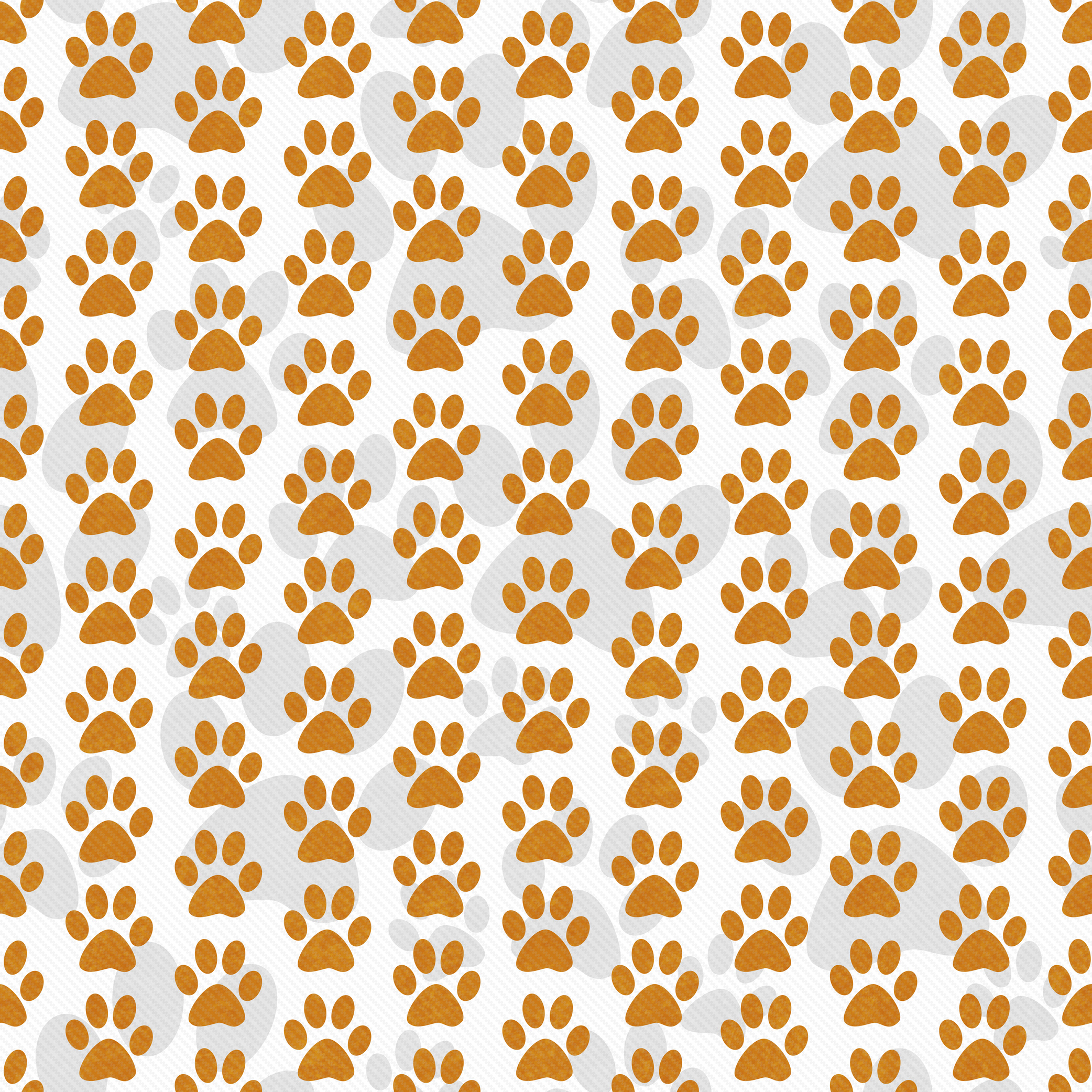 Orange and White Dog Paw Prints Tile Pattern Repeat Background